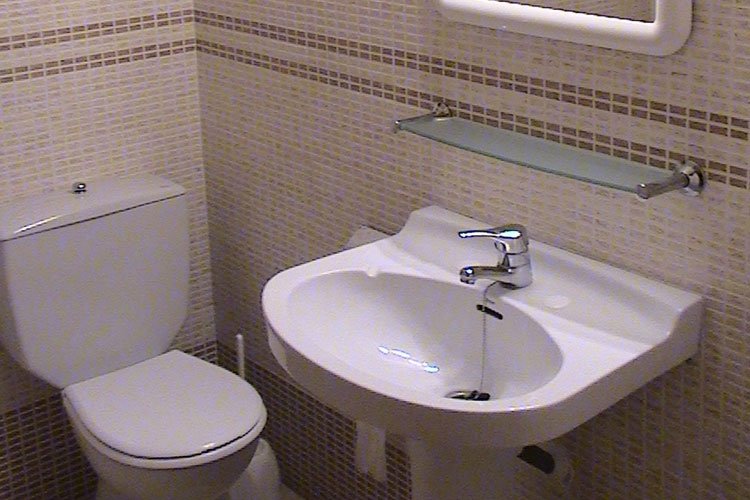 Toilet and bathroom of the Jardín Playa 2 apartment.