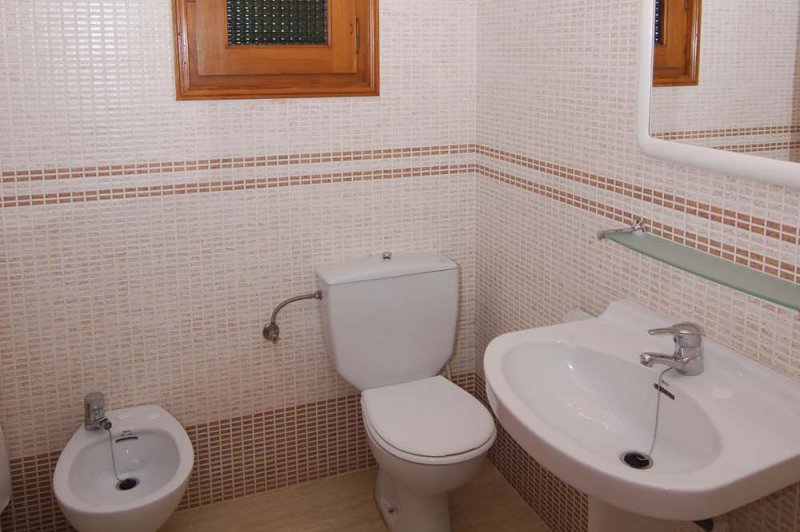 Bathroom and toilet of the Jardín Playa 3 apartment.